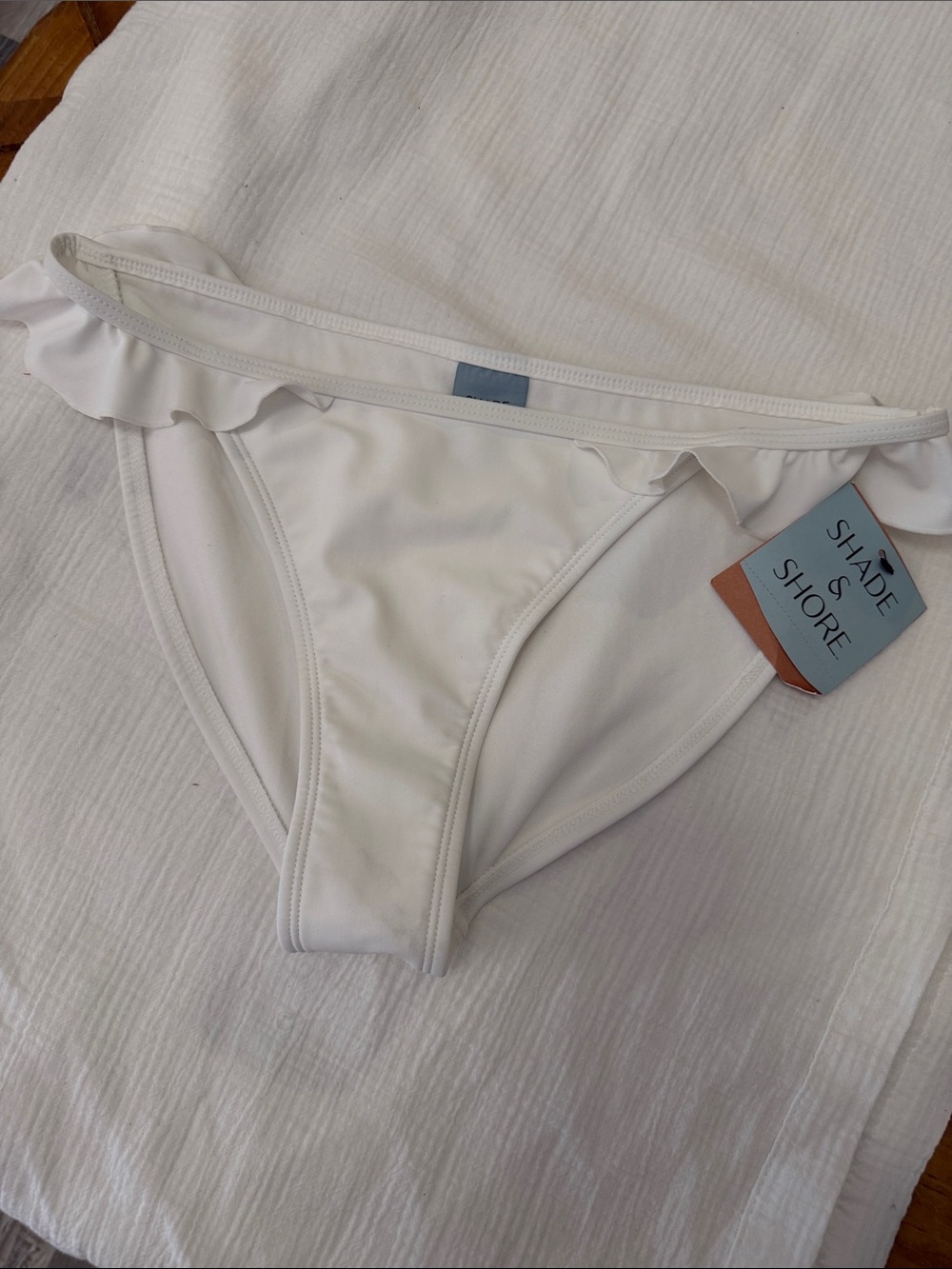 Shade & Shore White Ruffle Bikini Bottom - Women's Swimwear